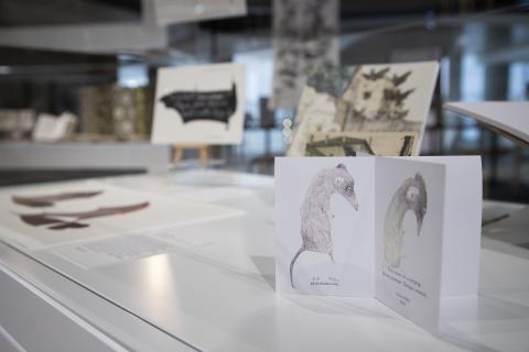 Artworks in display case